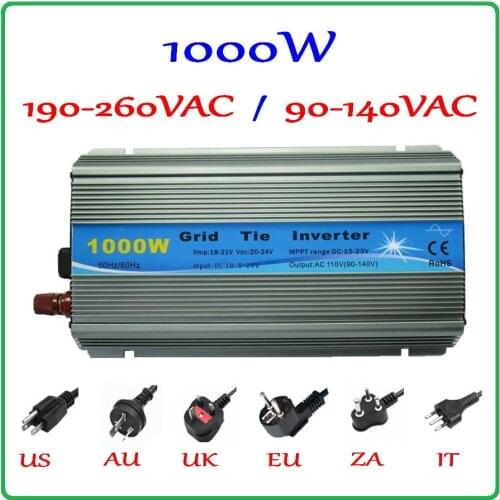 1000W MPPT Grid Tie Inverter 10.5-28VDC to AC 190-260V or 90-140V pure sine wave output solar wind power on grid inverter