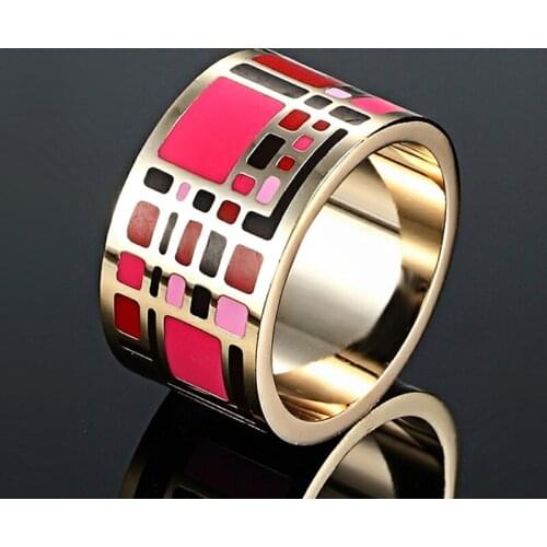 12pcs/lot Wholesale 13mm Stainless Steel Rings For Women Wedding Anniversary Jewelry Enamel Rings Brand Dubai Accessories Anel