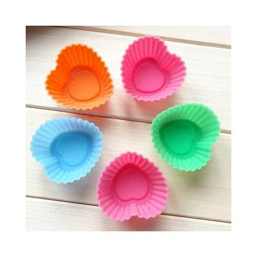 2 PCS heart style cooking tools fondant mini cake mold six Silicone Muffin Cake Cupcake Cup Cake Mould Case Bakeware Maker Mold