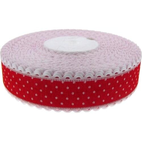 20yards 1" Printed Dot Lace Ribbons Fabric Trim Ribbon For Craft Wedding Scrapbook gift packing 25mm