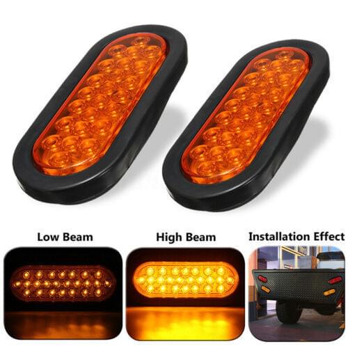 2x 12V 24 Led Oval Truck Trailer Stop Turn Tail Brake Light Side Marker Lamp Trailer Truck Lamp Kit Set