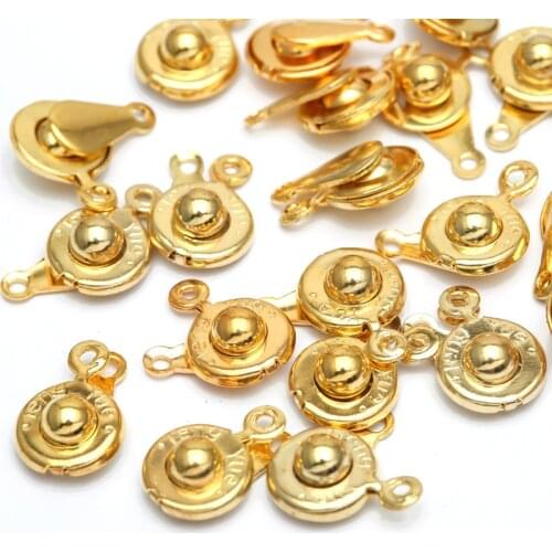 30pcs/lot Good Quality Craft Copper Pearl Snap fastener Clasp Connector For Necklace Jewelry Accessories