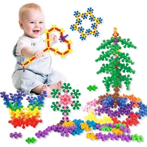 300pcs Plastic 3D Plum Blossom Snowflake Baby Kids Educational Games Jigsaw Puzzle Toys 3d Puzzles for Children Birthday Gifts