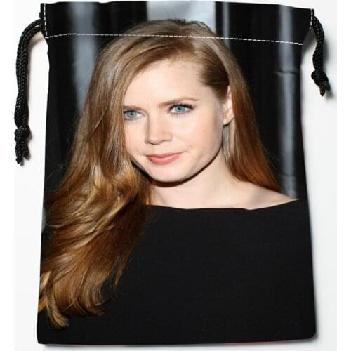 Amy Adams Drawstring Bags HD Print 18X22CM New Arrival Soft Satin Fabric Resuable Storage Clothes Bag Shoes Bags 12.2