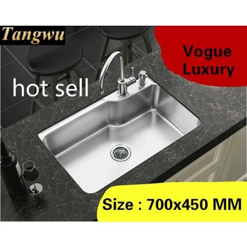 Free shipping Home luxury wash vegetables vogue kitchen single trough sink durable 304 stainless steel 700x450 MM