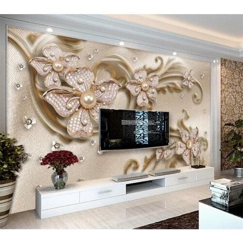Wellyu Customized large murals fashion home decoration simple luxury three-dimensional jewelry flower TV background wall