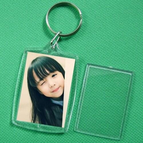 Unisex 10 Pcs Keychain Key Chain Rings Blank Clear Transparent Acrylic Picture Frames 32x46mm Lockets Gifts For Girls And Boys