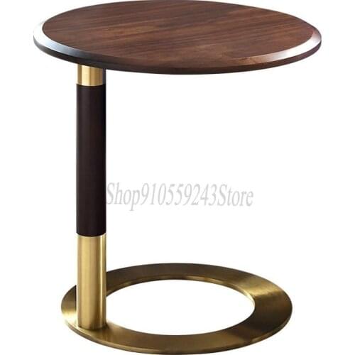 Black Walnut Solid Wood Side Table C-shaped U-shaped Light Luxury Creative Side Table Mobile Small Round Table Simple Sofa Side