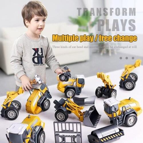 Childrens 1:55 simulation alloy sliding toy car model engineering excavator set lifting concrete truck shovel boy holiday gift
