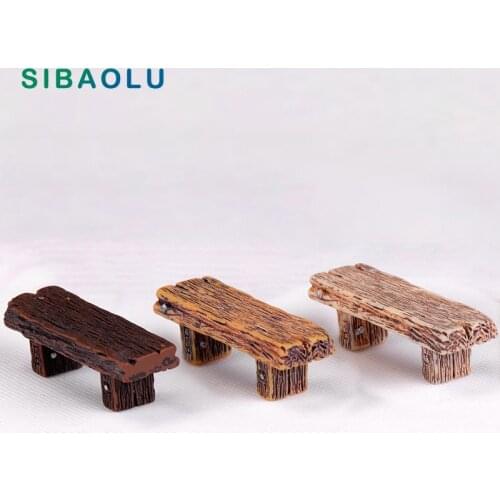 1pc long wood Bench Miniature Figurine Fairy Garden DIY Accessories Doll House Decoration cartoon animal models plastic girl toy