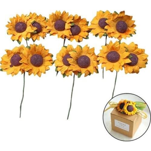 10/30/50/100pcs Artificial Sunflower Flowers for Gift Box Diy Decor Paper Flowers Scrapbooking Craft Mini Daisy