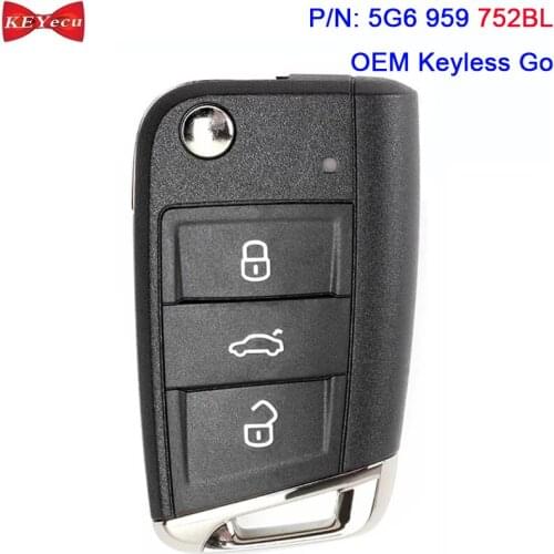 KEYECU OEM Keyless Go for Volkswagan Golf7 MK7 Polo Seat Tiguan Touran Remote Key Fob 5G6 959 752 BL 5G6959752BL 5C Chip 434MHz