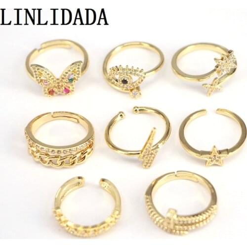 10Pcs Mix shape cz ring,cubic zircon micro pave ring,adjustable cz plated ring Charm wholesale