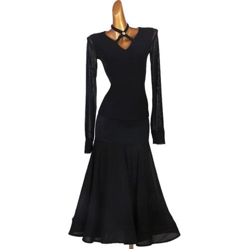 Ballroom Dance Suit New Diamond long Sleeves Tops+Big Swing Skirt 2Pcs Set For Women Ballroom Waltz Stage Performance Clothing