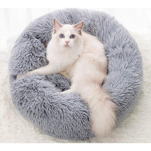 Round Donut Cat and Dog Cushion Bed, Orthopedic Relief,Self-Warming and Cozy for Improved Sleep,Machine Washable(Multiple Sizes)