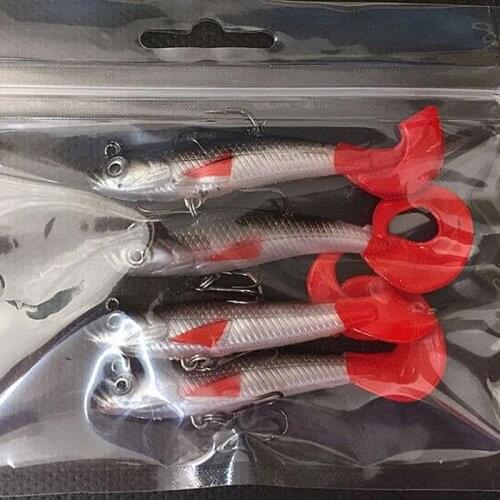 Hot Lead Head Soft Fishing Lures Long Tail Pesca Sharp Hook Soft Fish Bait 8cm 9.3g 4 Pcs/lot