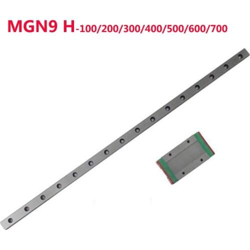 1PC MGN9 Linear Rail Guide Width 9mm Length 100 200 300 400 500 600 700 mm with 1PC Linear Block MGN9H