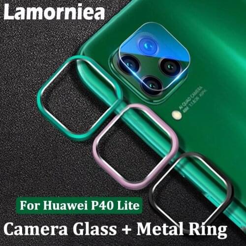 Metal Camera Protector Glass For Huawei P40 Lite Tempered Glass & Metal Protective Ring Cover For Huawei P 40 Lite Light Case