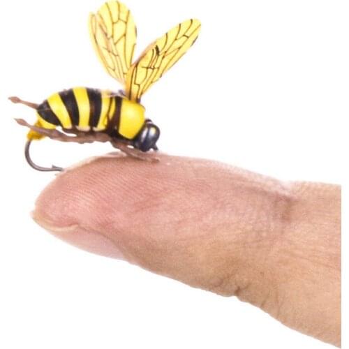 Fly Fishing Lures Bee 2pcs Insect Artificial Bait Floating Ultra High Simulation 1.5cm 0.23g River Lake Hooks YE0182