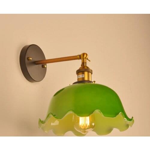 European Style Retro Wind Glass Wall Lamp Restaurant Cafe Sconce Wall Lights Bedroom Living Room Kitchen Home Decoration Lamps