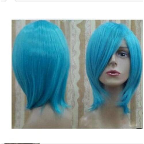 Hot heat resistant AA Party hair>>New wig Cosplay Short Shallow sky blue Heat Resistant Wig