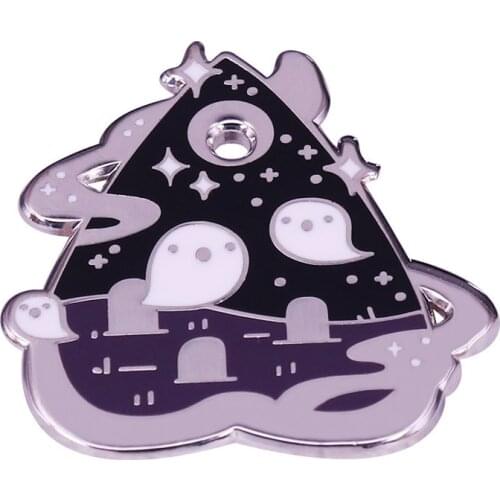 PF800 Unique Cartoon Ghost Divination Board Hard Enamel Pin Mysterious Goth Spooky Magical Medal Brooch Jewelry Halloween Gift