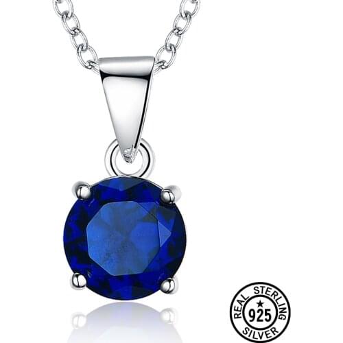 Real 925 Sterling Silver Pendants For Women Simple Created Nano Sapphire Delicate Pendants Christmas Gifts Classic Fine Jewelry