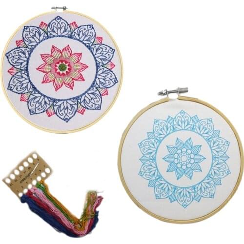 Easy DIY Embroidery Kit for Beginner Flower Pattern Printed Needlework Practice Kits Cross Stitch Sewing Art Craft Home Decor
