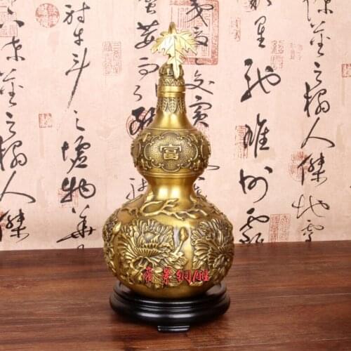 Regal copper bronze light ornaments rich crafts decoration Home Furnishing gourd gourd