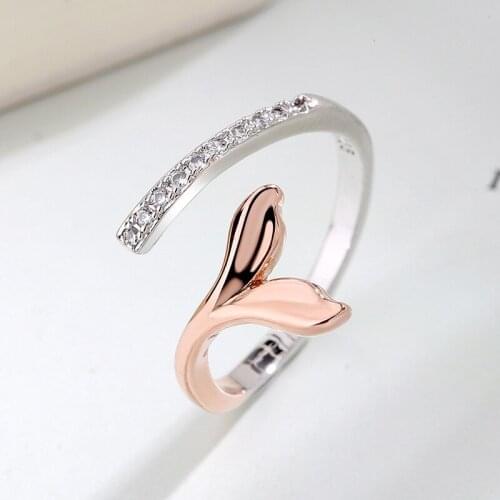 Mermaid Tail Style Womens Rings Gradient Double Color Opening Adjustable Ring With Zircon Finger Accessories Jewelry New KAR240
