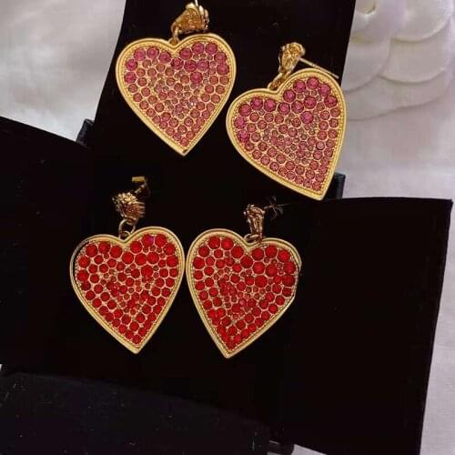 Hot Brand Earrings Happy Earrings Full Pink Rhinestone Heart Earrings White Gold Pure 925 Happy Heart Earrings