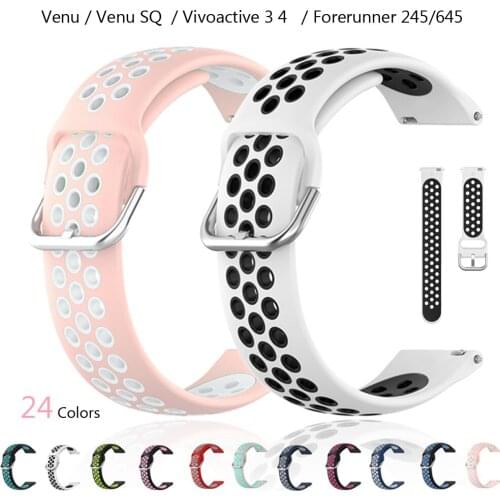20mm 22mm Silicone Strap for Garmin Vivoactive 3 4 Venu Silicone Bracelets for Garmin Forerunner 245 645 Venu SQ Watchband belts
