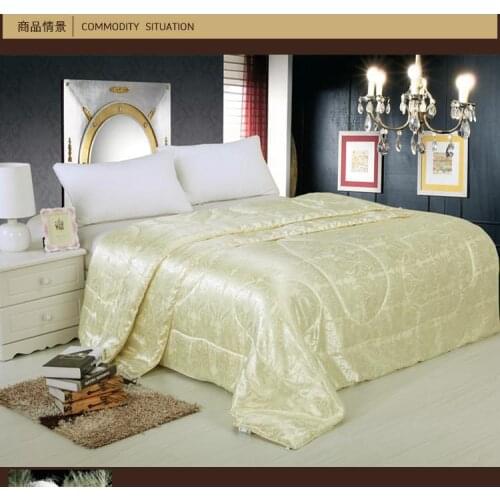 Chinese mulberry silk quilt summer comforter bedspreads quilted bedding for twin size bed white pink cream home texile 1.5KG