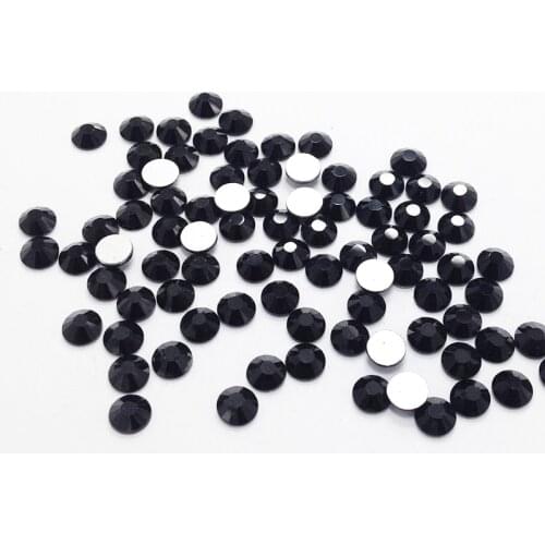 Ss3 to 30ss Flatback Crystals Nail Art Stones Glue On Rhinestones Black Non Hotfix Strass DIY Decoration Gems