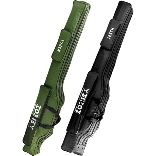 Oxford Cloth Zipper Fishing Rod Bag Folding Multifunctional Storage Protector 2/3 Layer Green/Black 60/100/122/150/152/180CM