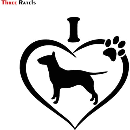 Three Ratels TZ-1893# 15x15.5cm I love my bull terrier car sticker funny car stickers styling removable decal