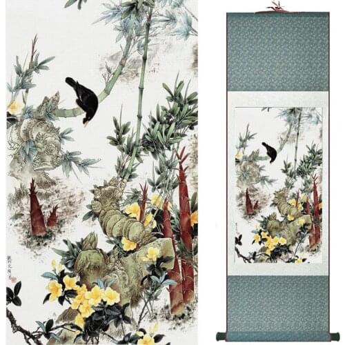 Traditional silk art painting birds and Water lily Chinese Art Painting Home Office Decoration Chinese painting2019071915
