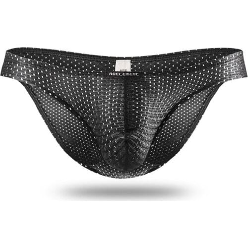 Sexy Underwear Men Mesh Briefs Shorts Homme Ice Silk Panties Solid Breathable U Convex Pouch Underpants Male Cueca Calzoncillo