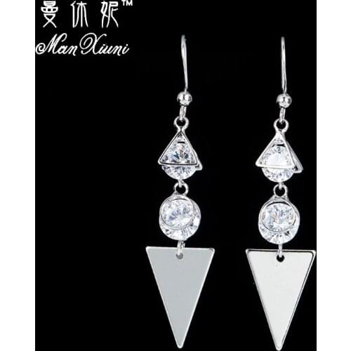 Manxiuni Fashion Jewelry Vintage Silver Color Long Dangle Earrings for Woman Cubic Zircon Earrings Fashion Accessories
