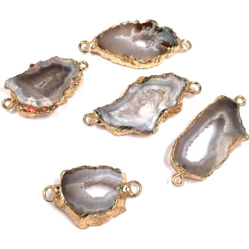 High Quality Natural Crystal Agates Stone Pendant Slice Brazil Healing Reiki Pendants Charms for DIY Jewelry Making Necklace
