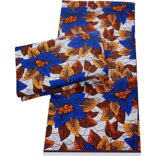 High Quality New Design Ankara Fabric African Royal Wax Printing Pagne Tissue Materials 100% Cotton Dress Fabric 6 Yards Sewing
