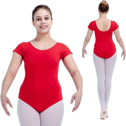 Red Cap Sleeve Cotton/Lycra Dance Leotard Pink Girls Ballet Dancewear Bodysuit Women Different Sizes Offered