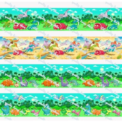 WL 1‘’Cartoon Dinosaur Grosgrain Ribbon Gift Wrapping Bow Diy Party Decoration Craft Supplies Animal Collar