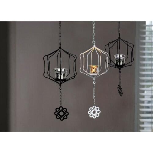 1PC Retro Pastoral Style Iron White Black Red House Romantic Lantern Tea Light Candle Holder Wedding Table House Decor MK027