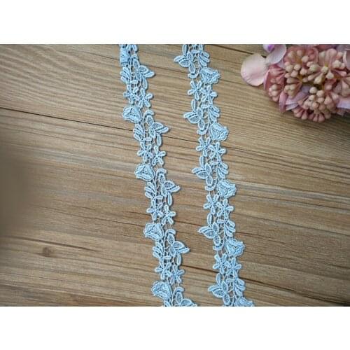 2Yards Lake Blue Water Soluble Edge Ribbon Curtain Guipure Craft Lace Trim DIY Sewing Trimmings For Dress Decor 35mm Width
