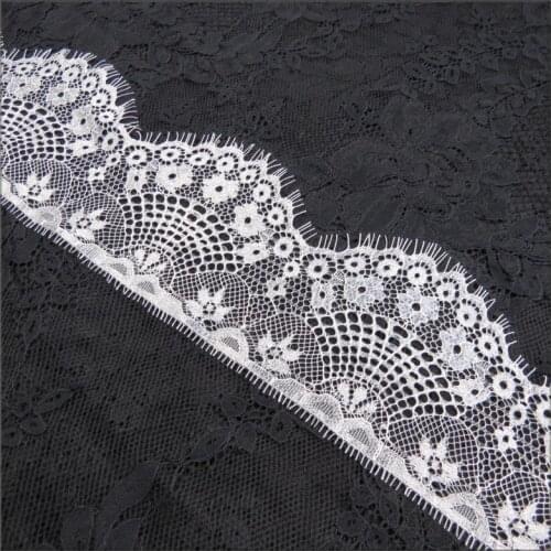3Meters Embroidered Eyelash Lace Ribbon White Dress Wedding Lace Applique Trim Sewing African Lace Fabric Clothing Accessories