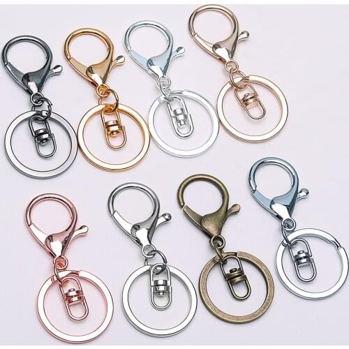 5pcs Key Ring lobster clasp key Hook With Chain 30mm Key Ring Long 70mm Split Key Ring Keychain For DIY Supplies Jewelry Making