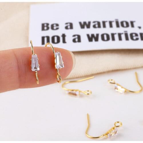 6pcs Copper-plated zircon Simple Vintage Earring For Women Girls Fashion ear hooks earrings DIY jewelry materials wholesale