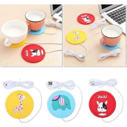 9cm Round Lovely Cartoon Winter USB Power Supply Tea Coffee Cup Mug Warmer Heating Cup Mat Pad Coasters for Office