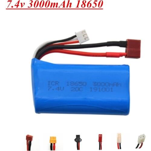 7.4V 3000mah 18650 Lipo Battery for Wltoys 12428 12401 12402 12403 12404 12423 FY-03 FY01 FY02 RC toys battery spare parts